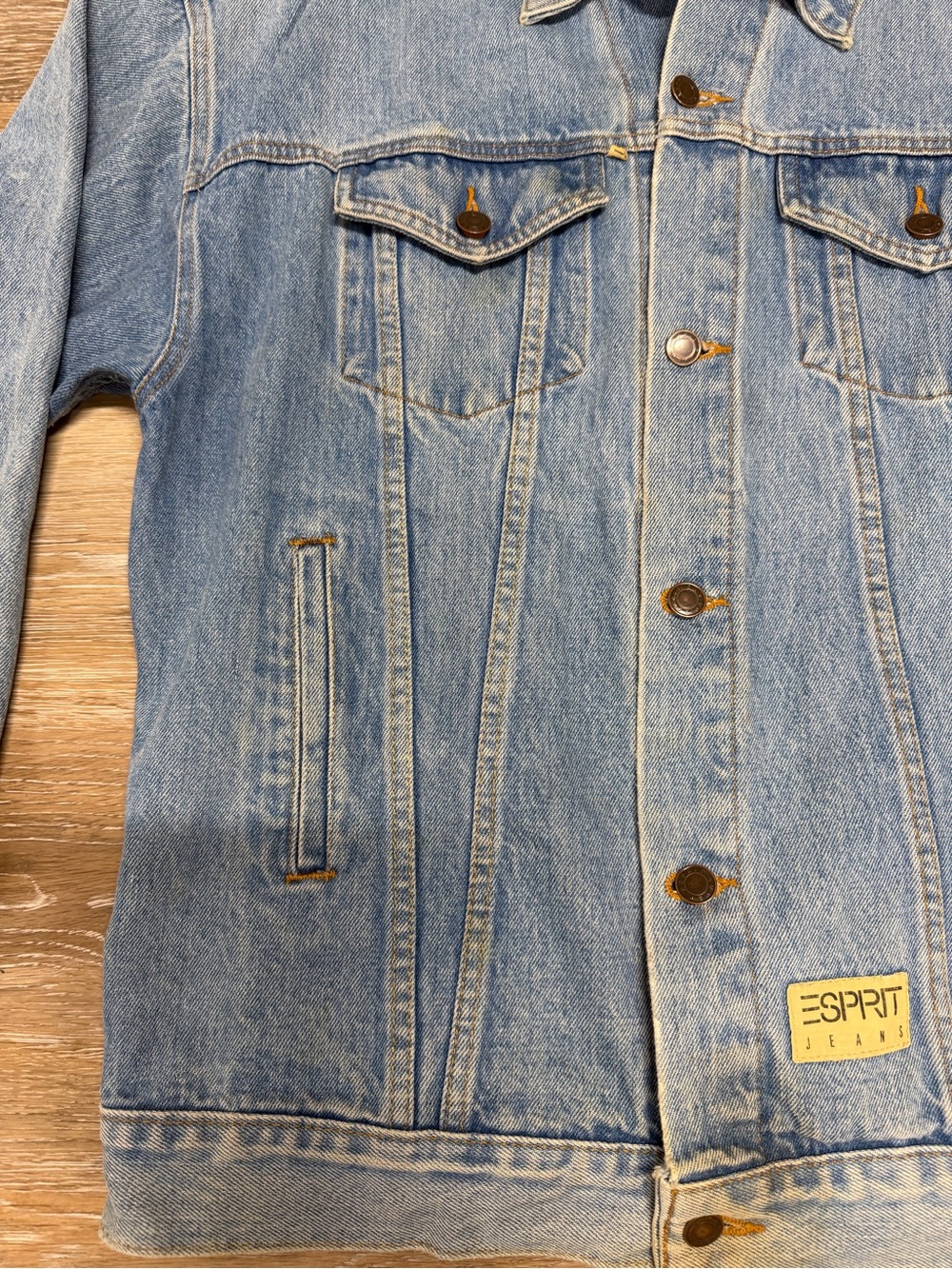 Esprit Vintage 80s/90s Blue Mens Size Medium Trucker Jean Jacket - Picture 4 of 16